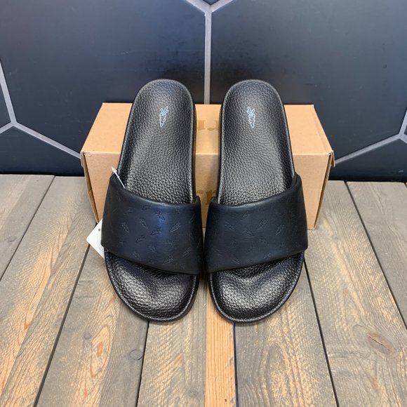 *New W/Box Men Carrots Anwar Black Embossed Sandals Slides Slip On Summer Casual - Picture 3 of 5